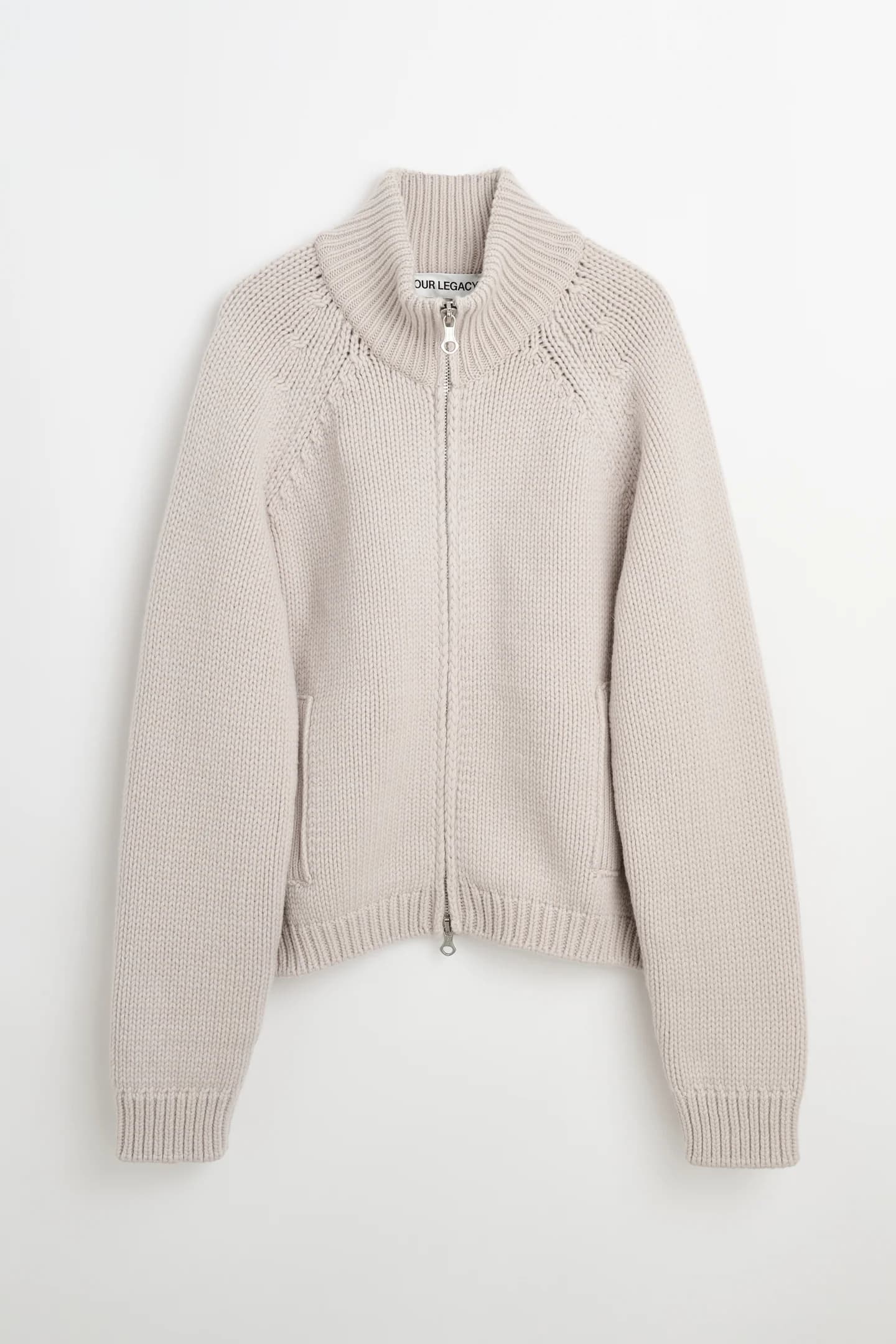 OUR LEGACY ULTRA ZIP CARDIGAN BONE LOW TWIST MERINO